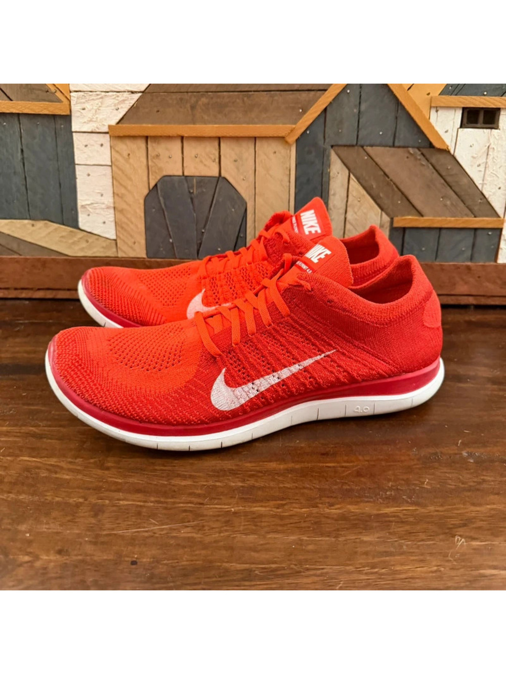 Nike Free 4.0 Flyknit Bright Crimson Men's Running Shoes Size 11.5